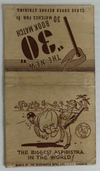 Vintage Wwii Aspidistra Matchbook Cover (inv24355)