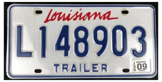 Louisiana 2009 Trailer License Plate L148903