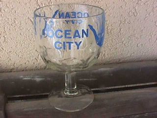 Rare Ocean City,  Maryland Ocean City,  Jersey Thumbprint Souvenir Beer Glass