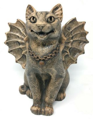 Windstone Editions 8 " Winged Cat Gargoyle Pena 1995 Cat Figurine Statue