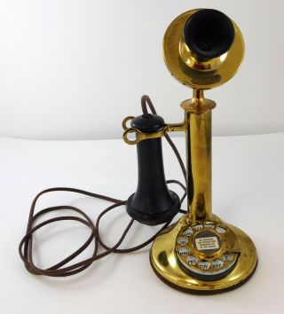 Antique Brass Candlestick Telephone Western Electric Company 350w American Bell