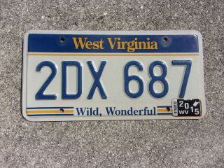 West Virginia 2015 License Plate 2dx 687