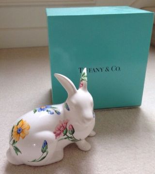 Tiffany & Co.  Large Porcelain Easter Bunny Rabbit Sintra Floral Baby Box Incl