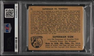 1940 Gum,  Inc.  Superman SETBREAK Superman Vs.  Torpedo 72 PSA 3.  5 VG,  (PWCC) 2