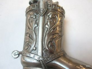 Vintage Silver Metal Old Western Horse Cowboy Boot Lighter 3