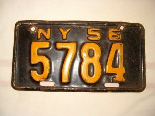 1956 Ny Motorcycle License Plate,  2 Extra Holes On Top