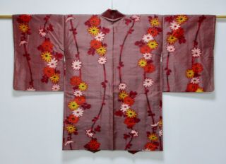 Japanese Kimono Silk Antique Haori / Meisen / Vintage Textile / Silk Fabric/499