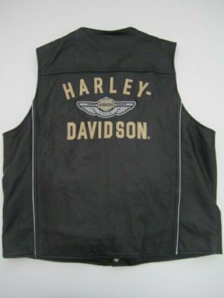 Mens Xl Harley Davidson 100th Anniversery Black Leather Motorcycle Vest
