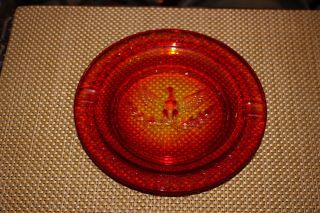 Vintage Amberina Glass Ashtray Dish - American Eagle Stars - Large Size