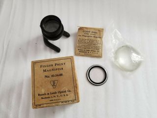 Vintage Bausch & Lomb Finger Print Magnifier No.  81 - 34 - 88 Lens Set Henry System