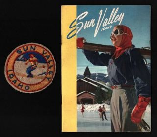 Sun Valley Idaho Winter Color Booklet 1948 Union Pacific Rr Plus Rare Ski Patch