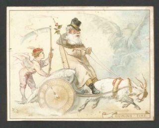 X58 - Old Father Time In Goat Cart - Robert Dudley - Victorian Year Card
