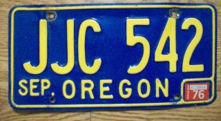 Single Oregon License Plate - 1976 - Jjc 542