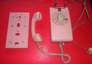 Vintage Pink Rotary Wall Phone Ge Western Electric Back Pink Panel Bubble Gum