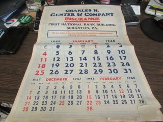 Charles H.  Genter & Co Insurance - Scranton Pa - Promotional Calendar 1948