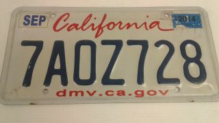 California Embossed Licence/number Plate Us/united States/usa/american