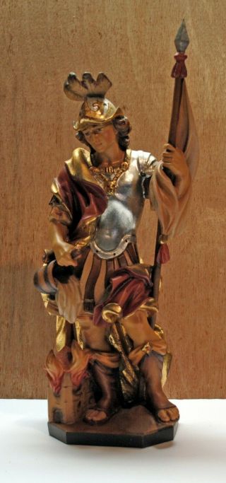 Saint Florian Wood Carved Hand Painted Statue