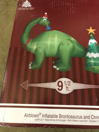 Airblown 9.  5’ Inflatable Lighted Christmas Dinosaur Brontosaurus Tree Yard Decor 3