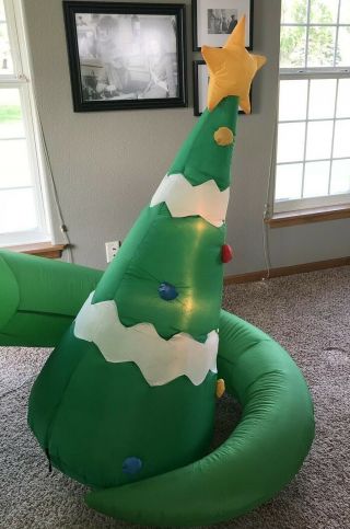 Airblown 9.  5’ Inflatable Lighted Christmas Dinosaur Brontosaurus Tree Yard Decor 4