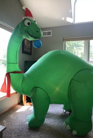 Airblown 9.  5’ Inflatable Lighted Christmas Dinosaur Brontosaurus Tree Yard Decor 8