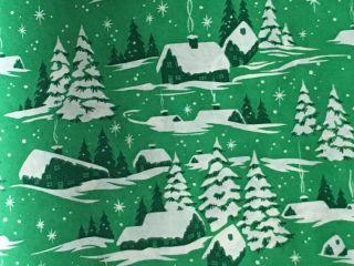VTG CHRISTMAS WRAPPING PAPER GIFT WRAP WINTER CABIN SNOW SCENE TREES NOS 1940 3
