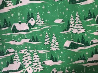 VTG CHRISTMAS WRAPPING PAPER GIFT WRAP WINTER CABIN SNOW SCENE TREES NOS 1940 4