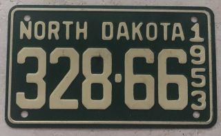 Wheaties 1953 North Dakota Bicycle License Plate Cereal 328 - 66