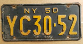 Vintage 1950 York State License Plate Tag Yc30 - 52