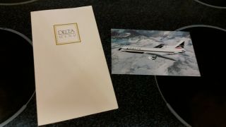 Vintage Delta Airlines Advertising Unposted Postcard And Flight Menu