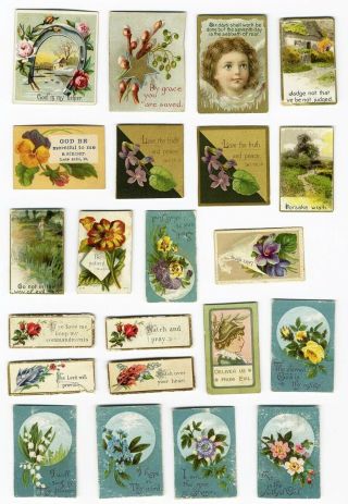 22 Victorian Bible Verse Small Cards 1880 