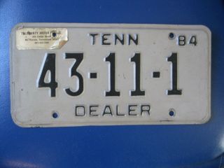 1984 Tennessee Dealer License Plate 43 - 11 - 1