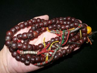 Old Neapl Tibet Buddhist Drum Shaped 108 Phoenix Eye Bodhi Mala Prayer Beads