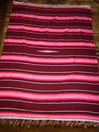Vintage Mexican Saltillo Serape Blanket Throw Rug 60 " X 80 " Acrylic