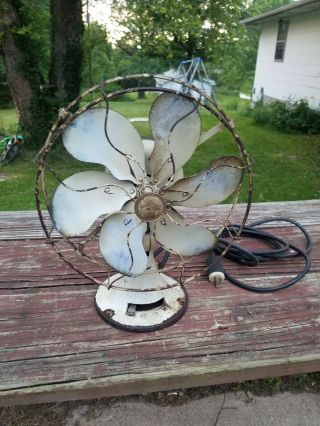 Emerson 6 Blade Fan Electric Model 71666 3 Speed White Antique For Resto