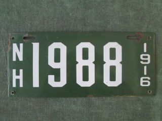 Antique 1916 Hampshire License Plate 1988 Porcelain Old Timer Pioneer Auto