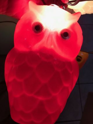 Vintage Patio Light String Owls Blow Mold Camping RV Retro Decor Garden Lighting 2
