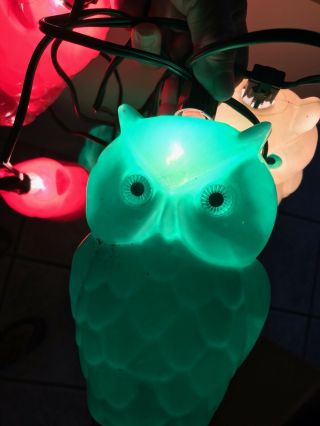 Vintage Patio Light String Owls Blow Mold Camping RV Retro Decor Garden Lighting 3
