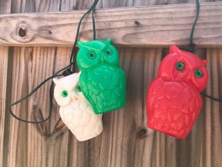 Vintage Patio Light String Owls Blow Mold Camping RV Retro Decor Garden Lighting 6