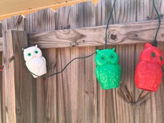 Vintage Patio Light String Owls Blow Mold Camping RV Retro Decor Garden Lighting 7