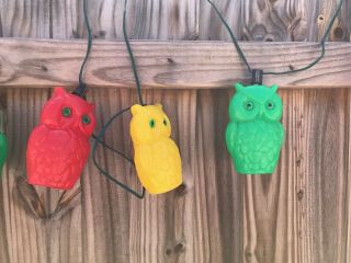 Vintage Patio Light String Owls Blow Mold Camping RV Retro Decor Garden Lighting 8