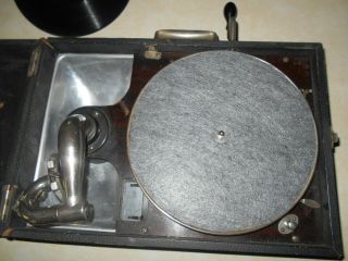 Antique Victrola Wind - Up Record Player W/needles & Tin Needled Holder It