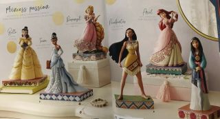 Disney Jim Shore 2019 Passion Princess 6 Figurine Set Belle Tiana Ariel Mulan