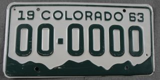 1963 Colorado Sample License Plate 00 - 0000