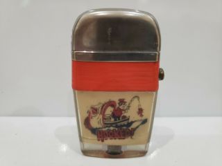 " Hooked " Vintage Scripto Vu Fishing Lighter,  Red Band / Rare