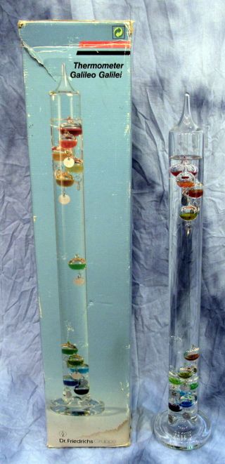 Dr.  Friedrichs Gruppe 24 " Tall Thermometer Galileo Galilei - Glass With 11 Balls