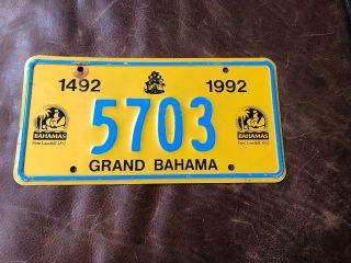 Vintage 1992 Bahamas Caribbean Grand Bahama License Plate.  Foreign Tag