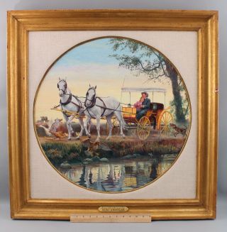 Mort Kunstler American Western Horses & Carraige Romantic Illustration Painting