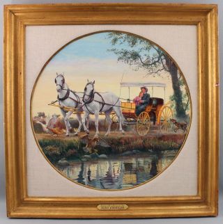 MORT KUNSTLER American Western Horses & Carraige Romantic Illustration Painting 2