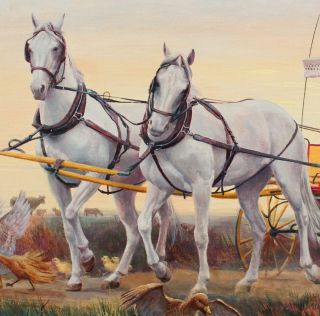 MORT KUNSTLER American Western Horses & Carraige Romantic Illustration Painting 5