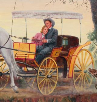 MORT KUNSTLER American Western Horses & Carraige Romantic Illustration Painting 6